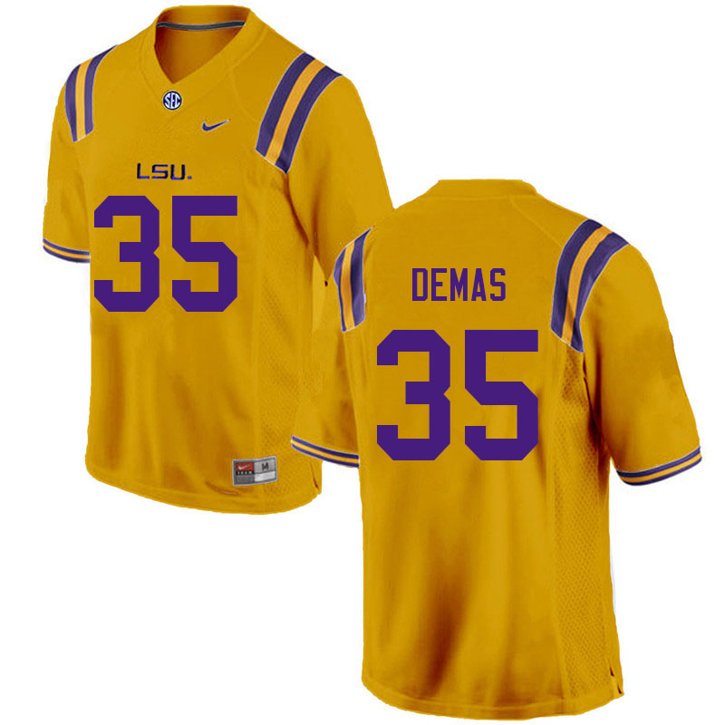 Men #35 Nick Demas LSU Tigers College Football Jerseys Sale-Gold